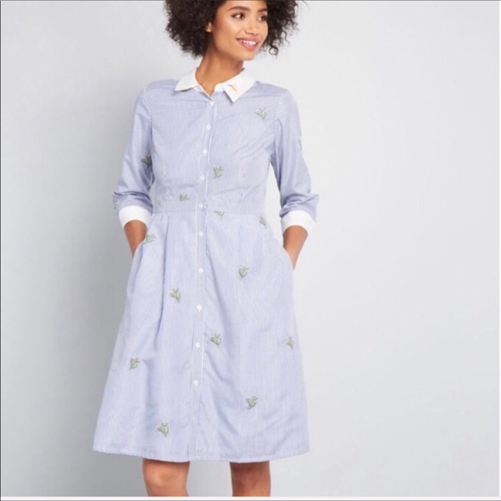 Modcloth Dress Cactus Coordinator Shirt Dress